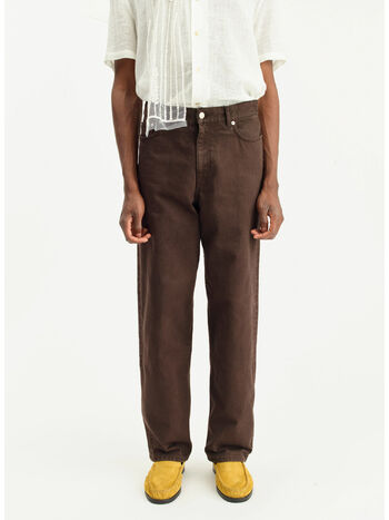 JEANS WIDE CUT, WASHED BROWN, small