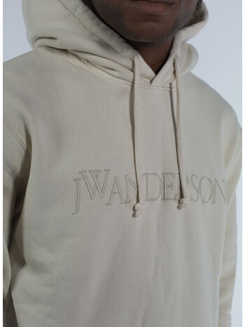 FELPA LOGO EMBROIDERY HOODIE, 132 BEIGE, small