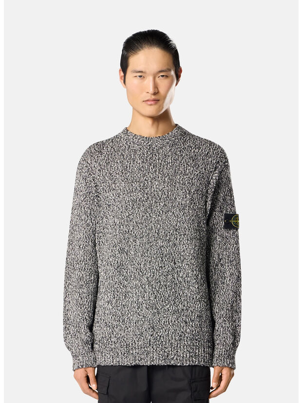 MAGLIONE SPECKLED COTTON, V0M29 BLACK MELANGE, large