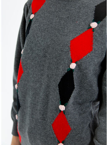 PULLOVER KNITTED JUMPER, 003 GREY MELANGE, small