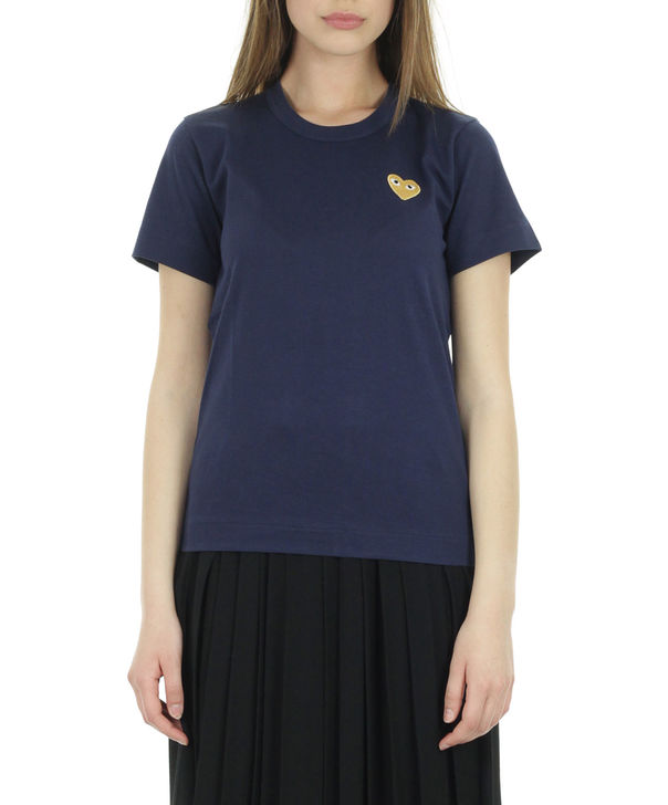 T-SHIRT GOLD HEART, NAVY, large