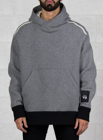 FELPA SPACER WOOL HOODIE, MGREYHEATHER/BLACK, small