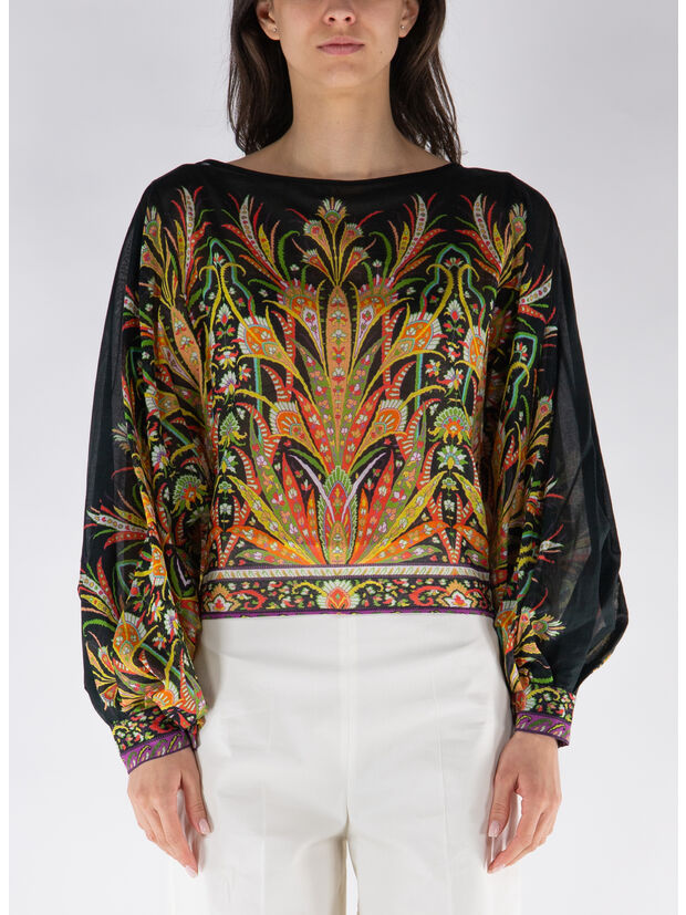 BLUSA CON STAMPA, X0810 NERO, large