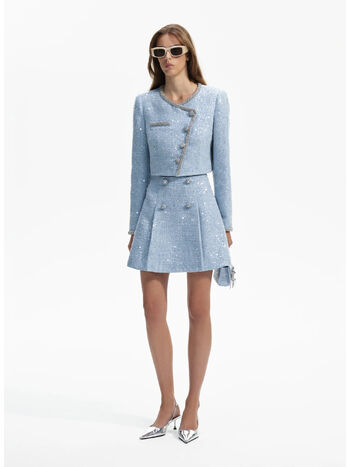 GONNA BLUE SEQUIN BOUCLE MINI, BLUE, small