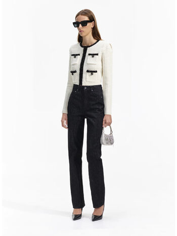 CARDIGAN CREMA IN MAGLIA STRUTTURATA, CREAM, small
