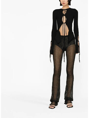 CARDIGAN RIBBED KNIT CARDIGAN WITH CUT-OUT, 0473 004 BLACK, small