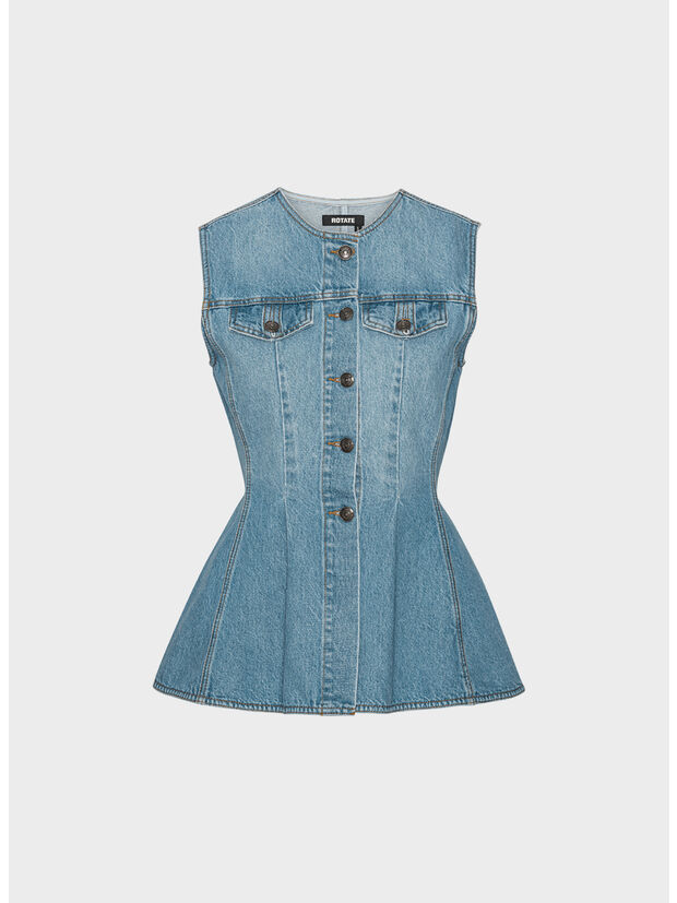 TOP FLARED DENIM, 1321 Hydrangea (Blue), large