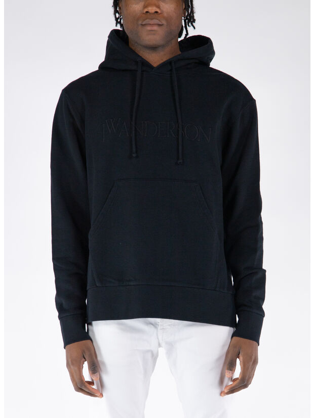 FELPA HOODIE LOGO EMBROIDERY, 999 BLACK, large