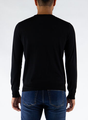 MAGLIONE GIROCOLLO, 002BLACK, small