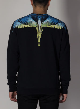 FELPA WINGS REGULAR CREWNECK, BLACK/LIME, small