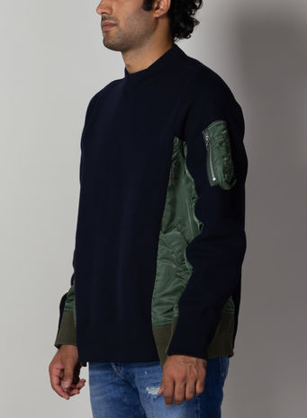 FELPA SPONGE SWEAT X MA-1 PU, 212NAVY/KHAKI, small