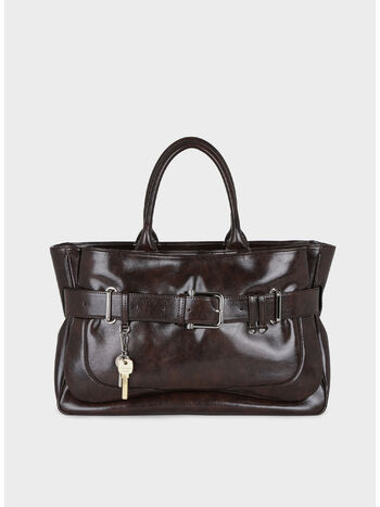 BORSA TOTE BROCLE, WOOD BROWN, small