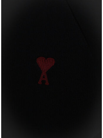 FELPA CON CAPPUCCIO AMI DE COEUR, 001 WOOL TRICOTINE BLACK, small