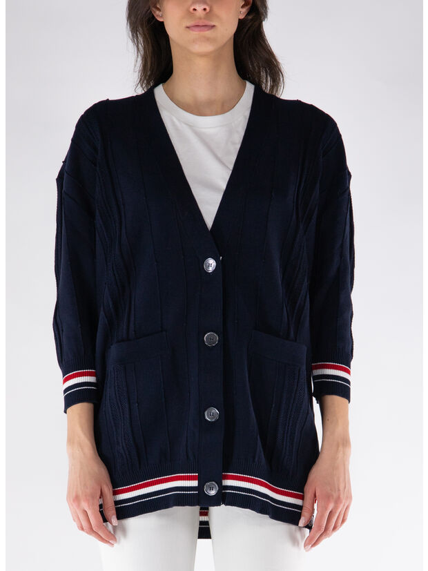 CARDIGAN OVER STRIPE, 415 BLU, large