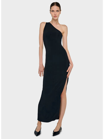 ABITO ONE SHOULDER LONG SIDE SLIT, BLACK BLACK, small