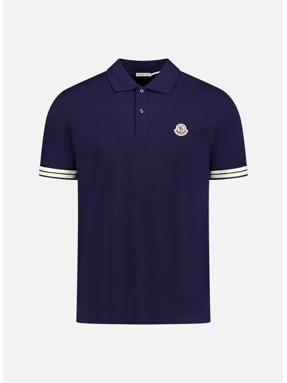 POLO IN COTONE PIQUET CON FINITURE TRICOLORE, 7A9, medium