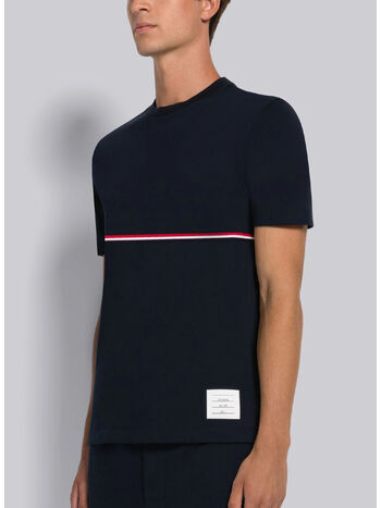 T-SHIRT SHORT SLEEVE TEE W/ RWB STRIPE, 415 NAVY, small