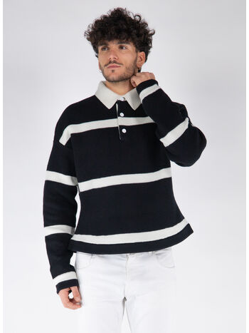 POLO STRUCTURED LONG-SLEEVE, 999 BLACK, small