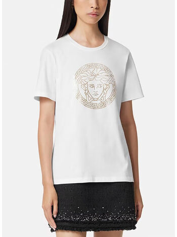 T-SHIRT CON LOGO STAMPATO, 2W110 WHITE GOLD, small
