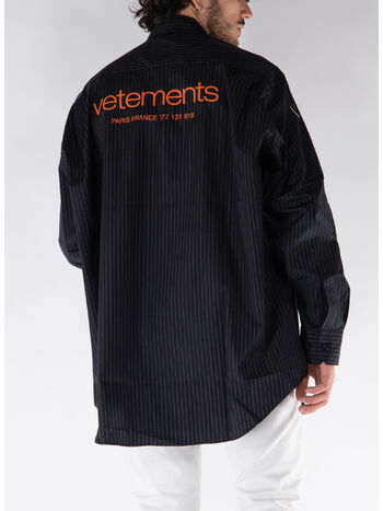CAMICIA A RIGA CON TASCA, BLACK, small