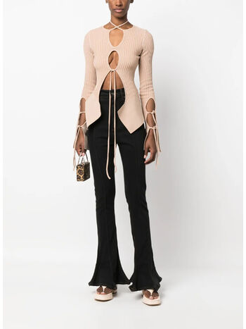 CARDIGAN RIBBED KNIT CARDIGAN WITH CUT-OUT, 0475 001 NUDE, small