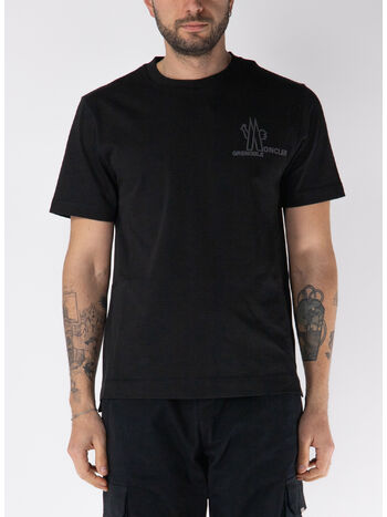 T-SHIRT A MANICHE CORTE CON STAMPA, 999 BLACK, small