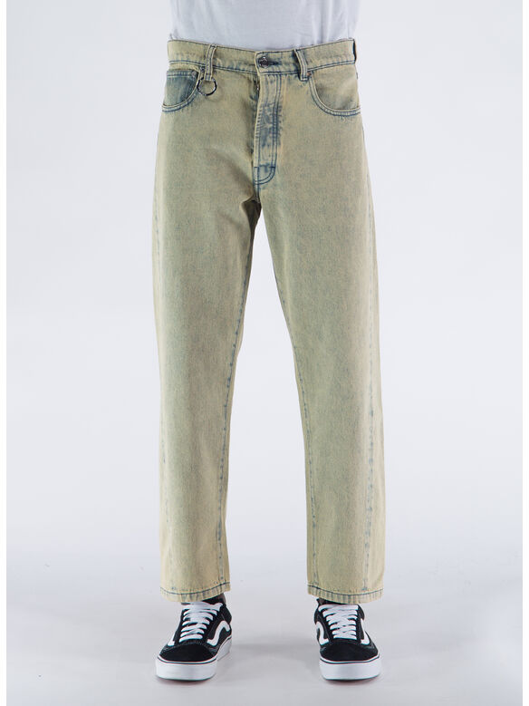 JEANS SIDE DENIM OVERDYED, YELLOW, medium
