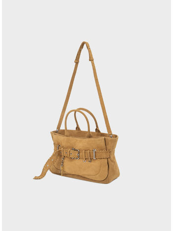 BORSA TOTE BROCLE, TOFFEE FRINGE, small