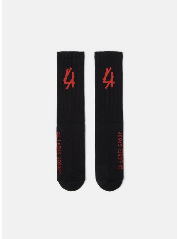 CALZINI FRONT, P443 BLACK + 44 RISK RED FRONT, large