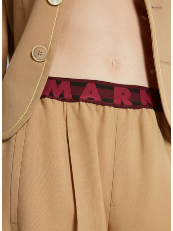 PANTALONI SVASATI IN LANA CON LOGO, 00W75, small