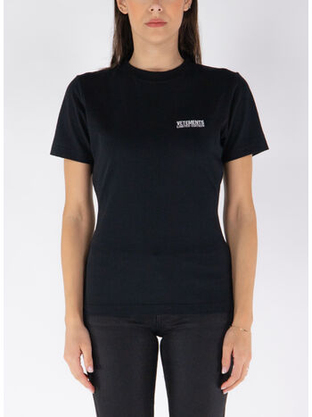 T-SHIRT EMBROIDERED LOGO FITTED, BLACK, small