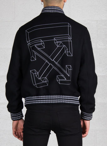 GIUBBOTTO DIAG 3D LINE SKINNY VARSITY, BLACK/WHITE, small