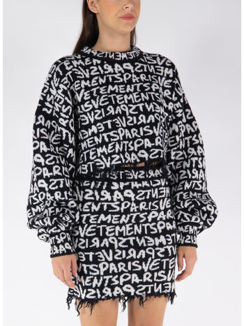MAGLIONE GRAFFITI MONOGRAM CROPPED, BLACK/WHITE, small
