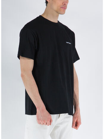 T-SHIRT SCRIPT EMBROIDERY, 0D2XX BLACK/WHITE, small