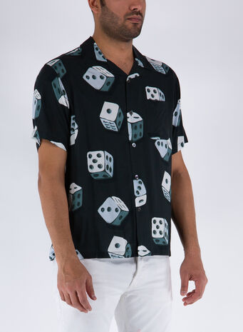 CAMICIA DICE PATTERN, BLACK, small