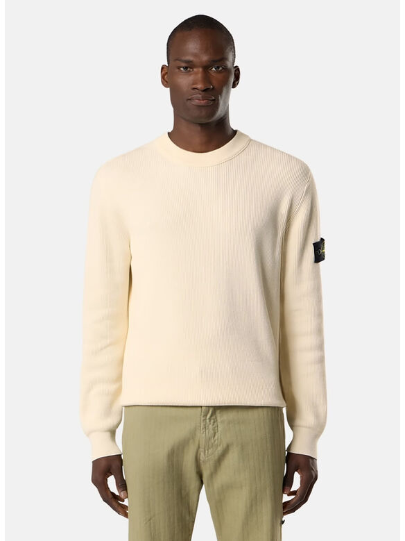 MAGLIONE RIBBED SOFT COTTON, V0093 IVORY, medium