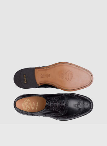 SCARPA OXFORD BROGUE IN PELLE DI VITELLO SPAZZOLATO, F0AABBLACK, small