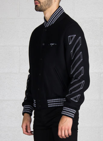 GIUBBOTTO DIAG 3D LINE SKINNY VARSITY, BLACK/WHITE, small