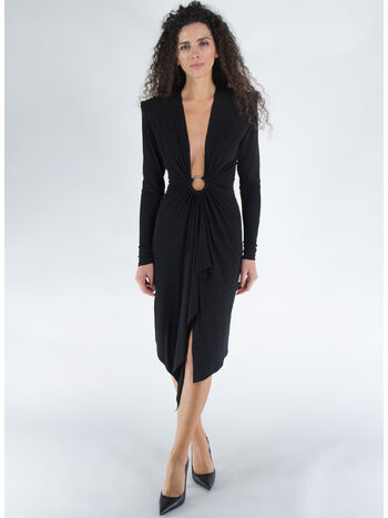 ABITO V-NECK MINI DRESS, BLACK, small