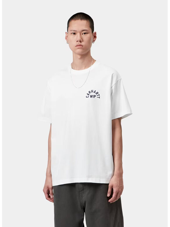 T-SHIRT ARCH SCRIPT, 12KXX WHITE/DARK NAVY, medium