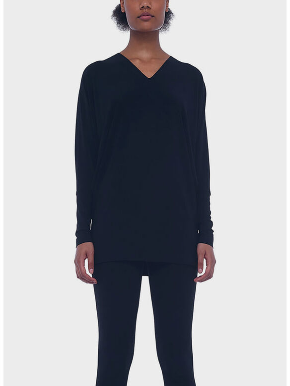 TOP DOLMAN CON SCOLLO A V, BLACK, medium