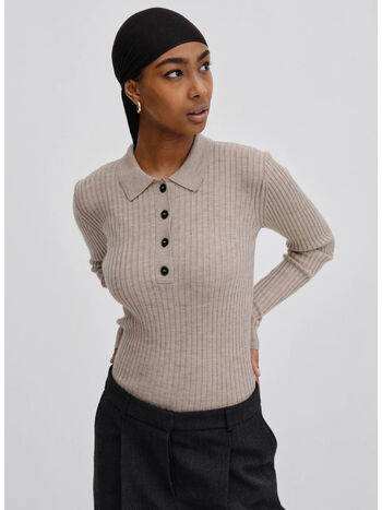 PULLOVER CADEE BLOUSE MERINO, CHAMPAGNE, small