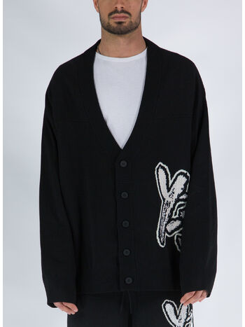 CARDIGAN LOGO KNIT, BLACK, small