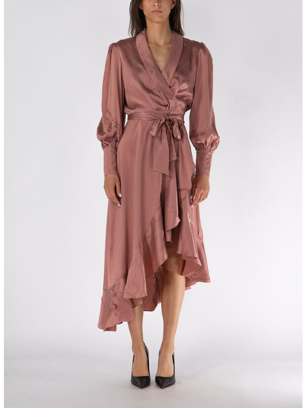 ABITO MIDI AVVOLGENTE IN SETA, BLUSH, large