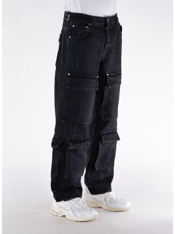 JEANS R3CA CARGO DENIM, 01 BLACK, small