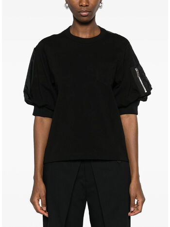 MAGLIA IN  NYLON TWILL COTTON, 001 BLACK, small