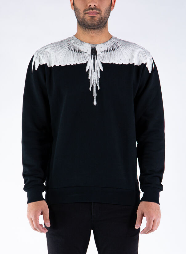 FELPA WINGS REGULAR CREWNECK, 1001BLACKWHITE, large