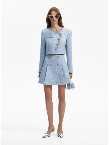 GONNA BLUE SEQUIN BOUCLE MINI, BLUE, small