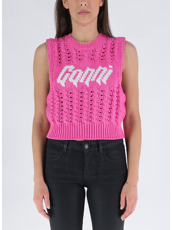 TOP KNIT CON LOGO, 534 BONBON, small