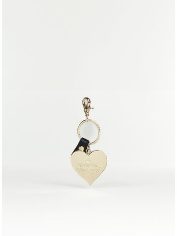 PORTACHIAVI RE-VEGAN MIRROR HEART ORB, O101 VEG GRAIN BLACK/GOLD, small